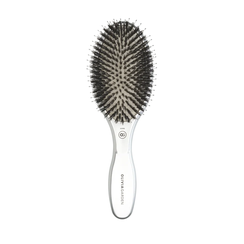 Olivia Garden | Expert Care Oval Boar&Nylon Bristles Silver