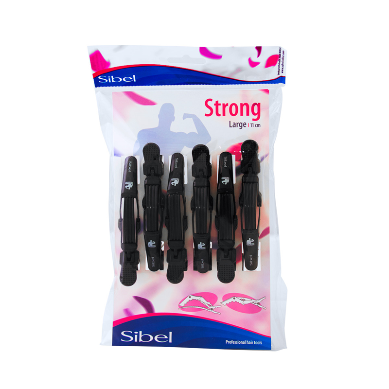 Sibel | Pinces Sépare-Mèches Strong Xl 11Cm 6Pcs Noir